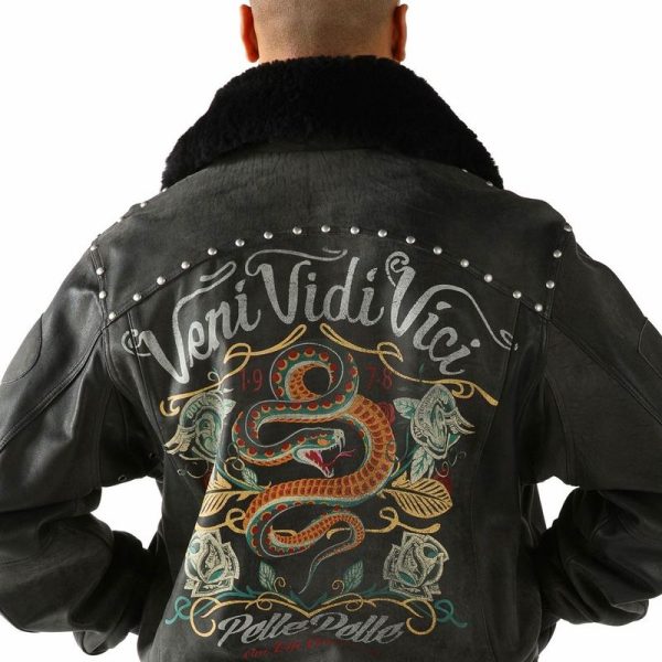 Snake Printed Pelle Pelle Leather Jacket