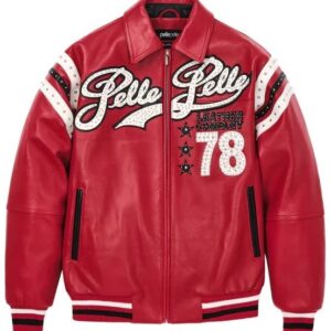 Pelle Pelle Encrusted Varsity Plush Red