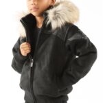 Pelle Pelle Boy Black Fur Hooded Wool Hoodie