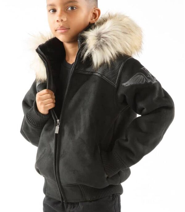 Pelle Pelle Boy Black Fur Hooded Wool Hoodie