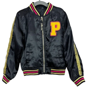 Pelle Pelle Black Satin Varsity Bomber Jacket