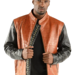 Pelle Pelle Leather Brown China Collar Jacket