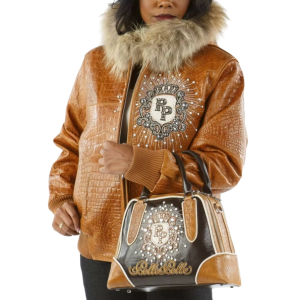 Pelle Pelle Brown MB Crest Fur Hood Jacket