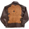 Pelle Pelle Embroidered Lion Vs Snake Brown Leather Jacket