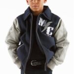 Kids Pelle Pelle 1978 Navy and Grey MC Jacket