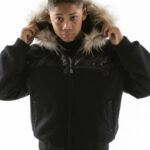 Pelle Pelle Black Fur Hood Wool Jacket | Kids Jacket