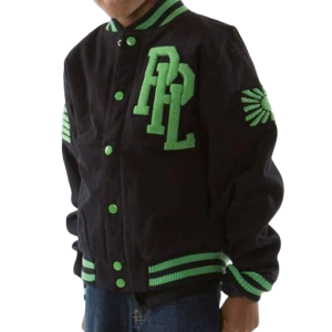 Pelle Pelle Green Black Kids Varsity Jacket