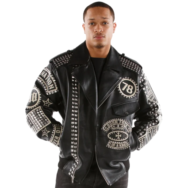 Pelle Pelle Black Nation Stud Leather Jacket