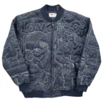 Pelle Pelle Quilted Blue Polyester Bomber Jacket