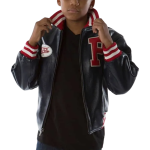 Pelle Pelle Varsity Bomber Navy Plush Kids Leather Jacket