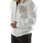 Pelle Pelle White PP Crest Fur Hood Jacket