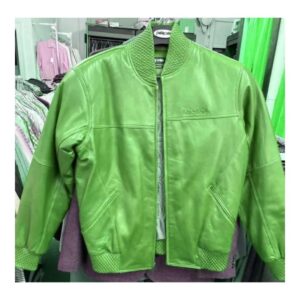 Green Basic Leather Jacket