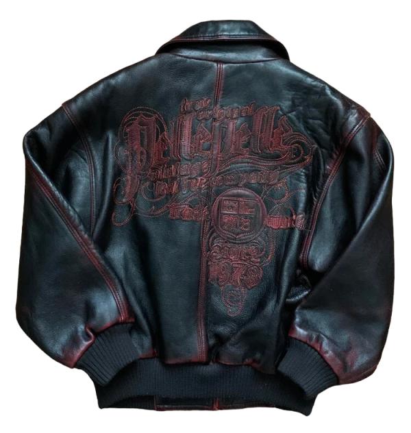 Pelle Pelle Embroidered Black Vintage Leather Jacket