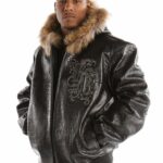 Pelle Pelle Black Shoulder Crest MB Jacket Fur Hood Jacket