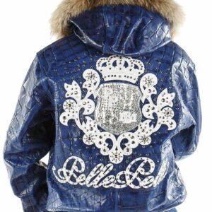 Pelle Pelle Crest Men Croc Leather Jacket Fur Hood Jacket