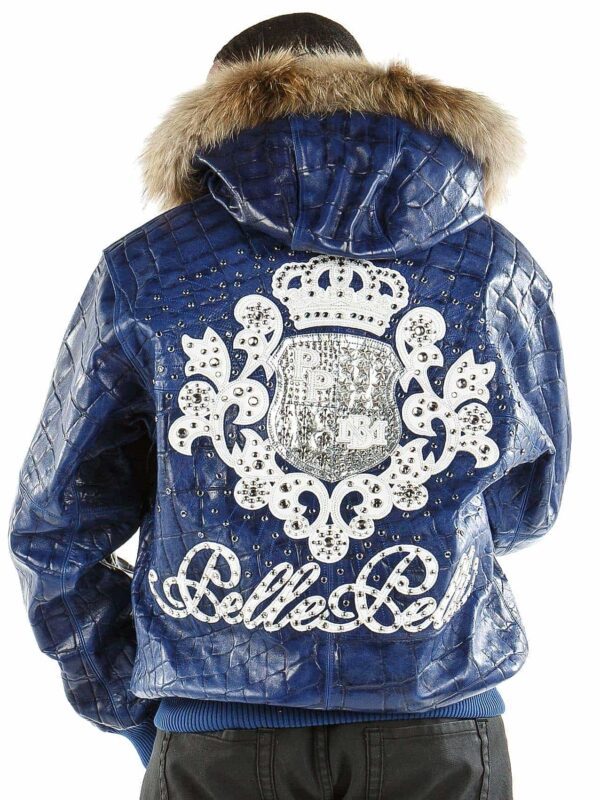 Pelle Pelle Crest Men Croc Leather Jacket Fur Hood Jacket