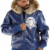 Pelle Pelle Crest Men Croc Leather Jacket Fur Hood Jacket